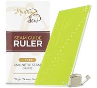 Madam Sew Regla de margen de costura y guía de costura magnética para máquina de coser, calibre de costura perforado para dobladillos rectos perfectos de 1/8 a 2 pulgadas, incluye punto de pivote de