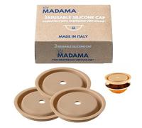 Madama - Tapa reutilizable para cápsulas Nespresso Vertuo y VertuoLine, recargable y compatible. Silicona de calidad alimentaria. 100% Made in Italy. Paquete de 3 tapas.