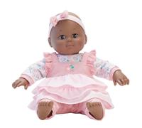 Madame Alexander 14-Inch Baby Cuddles Doll with Bottle Pink Floral Dark Skin Tone