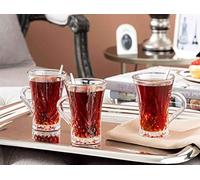Madame Coco Juego de 4 tazas de té de cristal de 150 ml grandes, vasos de té Felecia, tazas de té para té, té verde, té de hierbas, café, tazas de té de cristal, tazas de té grandes, regalos para muje