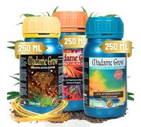 MADAME GROW Fertilizante 420 plantas verdes - Abono para plantas verdes - Abono líquido para plantas -Fertilizante para el crecimiento universal -Fertilizante para la floración (KIT NUTRITION 3x250ml)