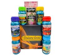 MADAME GROW Fertilizantes Plantas terapéuticas Crecimiento, nutrición, floración y engorde de cogollos - Kit Premium 7 Pack - Gama de Nuestros nutrientes para Plantas 420 (6x250 mL+30 Gramos)