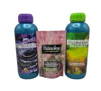 MADAME GROW/Kit Bloom Complet - "COGOLLOS GIGANTES" / Fertilizantes Floración para Marihuana o Cannabis/Cosecha abundante/Mejor Sabor (2X1 L + 30 gr)
