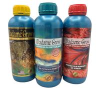 MADAME GROW Kit Savanna 3 x 1L, Accelerator + Lacalva + Caribbean, Abono Plantas, Fertilizante Plantas, Fertilizante Alga, Abono Floración, Nutrición y Energía