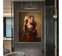 Madame Rousseau y su hija de Élisabeth Vigée Le Brun, impresiones en lienzo, pintura, decoración de pared, decoración del hogar (60 x 80 cm, sin marco)
