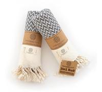 Madamelique Exclusivo Juego de 2 Toallas de Mano de 18 x 40 Pulgadas, Toalla Decorativa de baño Peshtemal para Manos, Cara, Cabello, Yoga, té, paño de Cocina, baño - 100% algodón Puro (Gris)