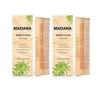MADANA Kacchi Neem Peine de madera, crecimiento del cabello, caída del cabello, control de caspa, peine para hombres, mujeres, peine de madera Kangi, juego de peine para cabello (combo delgado de 02)
