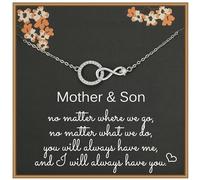 MADAOGO Mother Son Necklace, 925 Sterling Silver Infinity Necklace with CZ Circle, Gifts for Mom from Son, Mother's Day Gifts from Son, First Mother’s Day Gifts, New Mom Gifts for Women