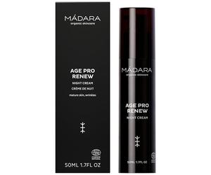 MÁDARA AGE PRO Renew Crema de noche 50 ml: tratamiento antiedad intensivo con ácido hialurónico y principios activos vegetales para revitalizar, alisar y regenerar la piel madura y cansada.