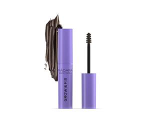 MÁDARA Organic Skincare | GROW & FIX Potenciador de Cejas y Pestañas #4 Marrón Ceniza 4,25 ml - Gel Vegano con Pigmentos Minerales, aporta Color, y favorece el Crecimiento de las Cejas