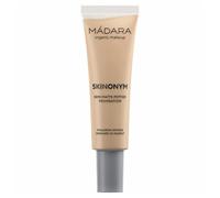MÁDARA SKINONYM Semi-Matte Peptide Foundation, #35 TRUE BEIGE, 30ml. Base natural con péptidos que apoyan el colágeno, acabado semimate, cobertura edificable, beneficios para el cuidado de la piel.