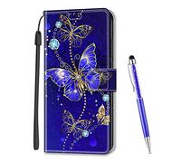 MadBee Funda Compatible con Samsung Galaxy S25 Plus, Cuerpo Completo Patrón Flip Caso Tapa Cartera Soporte Plegable Función Ranuras Tarjetas Caja Cubierta Carcasa (Mariposa b)