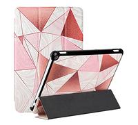 MadBee Tableta Funda para All-New Amazon Fire HD 10/HD 10 Plus (11th Generation, 2021), Súper Delgada y Ligera Carcasa con Función de Soporte Triple Plegable [Auto-Reposo/Activación] (Rosado)