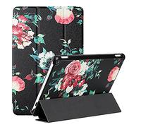MadBee Tableta Funda para All-New Amazon Fire HD 10/HD 10 Plus (11th Generation, 2021), Súper Delgada y Ligera Carcasa con Función de Soporte Triple Plegable [Auto-Reposo/Activación] (Flor)