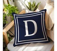 Madcolitote Funda de almohada con monograma de letras iniciales D, funda de almohada azul marino de 22 x 22 pulgadas, funda de cojín con letras del alfabeto, decoración del hogar para sofá,