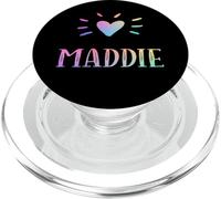 Maddie Gift Heart Rainbow Acuarela Amor Corazón Nombre Maddie PopSockets PopGrip para MagSafe