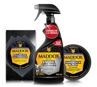Maddox Detail - Kit Avanzado de Limpieza para Vehículos | Engine Cleaner, Handpuck Black y Multi-Use Microfiber | Limpiador de Motor, Esponja Multiusos y Paño de Microfibra