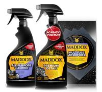 Maddox Detail - Kit Completo de Limpieza y Mantenimiento para Coche | Limpieza Profesional y Brillo Interior/Exterior de Coche | 2 en 1 Premium Detail + All Purpose Cleaner + Multi-Use Microfiber