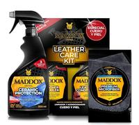 Maddox Detail - Kit De Cuidado Premium Limpieza e Hidratación para Cuero Coche, Protección Cerámica + Toalla Microfibra | Limpieza Y Protección Completa Asientos De Piel y Pintura Coche | 3x500ml