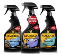 Maddox Detail - Kit Limpiador Multiusos, Cristales Sin Marcas, Iron Decontaminant Llantas Profesional | Limpieza De Coche Premium | All Purpose Cleaner, Glass Cleaner y Iron Decontaminant 3x500ml