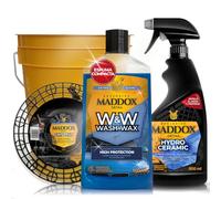 Maddox Detail - Kit Limpieza Coche Profesional - Champú con Cera, Rejilla Para Cubo Lavado Coche y Spray Cerámico Coche | Brillo Intenso, Protección Duradera y Acabado Hidrofóbico.