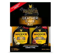 Maddox Detail - Leather Care Kit 2x500ml | Limpiador y Acondicionador de Cuero y Piel | Incluye Microfibra | Kit Limpiador de Tapicería de Coche.