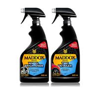 Maddox Detail - Kit Limpieza Llantas y Neumáticos | Limpiador Llantas Coche con Abrillantador Neumáticos | Limpia Llantas Coche Profesional | Hidratador Plásticos y Gomas | Wheel Care Kit 2x500ml