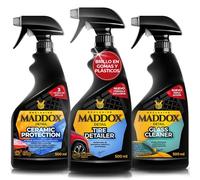 Maddox Detail - Kit para Cuidado Exterior | 1 Tire Detailer para Neumáticos, 1 Protección Cerámica para Pintura y 1 Limpiador de Cristales | Brillo, Resistencia y Claridad en Cada Detalle | 3x500 ml.