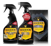 Maddox Detail Pack de Cuidado Automotriz Limpia Salpicadero, Limpia Textil | kit Limpia salpicaderos coche y plásticos interiores, limpiador de tapicerías textil y paño de microfibra multiusos