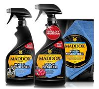 Maddox Detail - Set Premium para Detailing Rápido | Quick Detailer, Microfibra de Acabado y Wheel Brightener | Limpieza Completa y Eficaz | Limpiador de Llantas y Tratamiento Ceramico 2x500ml