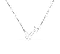 Made by Nami Collar de mariposa para mujer, cadena de plata con colgante de acero inoxidable quirúrgico, 40 + 5 cm, hipoalergénica, resistente al agua, Anpassbar, Acero inoxidable, No es una piedra