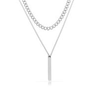 Made by Nami Collar de plata para hombre de doble capa de acero inoxidable quirúrgico con colgante, Doppellagig, Acero inoxidable, No es una piedra preciosa