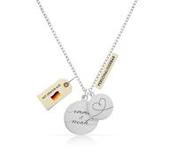 Made by Nami Collar Personalizado Mujer con 2 Colgantes Grabados y Corazón Infinito, Oro Plata o Rosa, Acero Inoxidable 316L, 40+5 cm Ajustable, Collar con Nombres (Plata)
