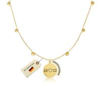 Made by Nami Collar Personalizado Mujer con Cadena de Corazones y Colgante Grabado, Oro 18K, Acero Inoxidable 316L, 40+5 cm Ajustable, Collar con Nombre, Iniciales o Símbolo (Design 10)