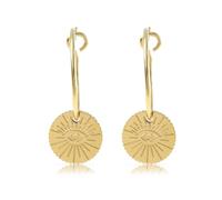 Made by Nami Pendientes de acero inoxidable dorados colgantes con colgante de sol y piedra turquesa, joyería bohemia para mujer, resistente al agua, Hanging, Acero inoxidable, Sin piedra preciosa