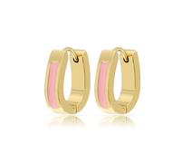 Made by Nami Pendientes Dorados Mujer Colgantes - Aros Gota Rosa Acero Inoxidable Antialérgicos Resistentes Agua