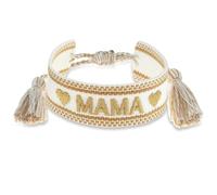 Made by Nami Pulsera Amistad Mujer Tejida Algodón Mensaje MAMA LOVE Impermeable Ajustable Regalo Día de la Madre