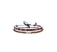 Made by Nami Pulsera Boho Surfer Set de 2 con Perlas para Mujer y Hombre- Accesorios para Fiestas y de Playa - Hechos a Mano - Resistente al Agua y Ajustable - Pulseras Amistad (Ojo de Tigre & Marrón)