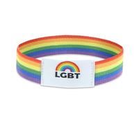 Made by Nami Pulsera de arco iris elástica LGBTQ pulsera tela queer gay trans pride festival joyas, Anpassbar, Poliéster, No es una piedra preciosa