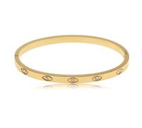 Made by Nami Pulsera de oro para mujer con grabado de ojo malvado y piedras preciosas de acero inoxidable quirúrgico de 5,8 cm, pulsera de oro con Nazar Boncuk, joyería resistente al agua, regalo para