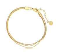 Made by Nami Pulsera multicapa para mujer, diseño de serpiente, acero inoxidable, 16 + 4 cm, resistente al agua, regalo para novia, Eine Grösse, Acero inoxidable, No es una piedra preciosa