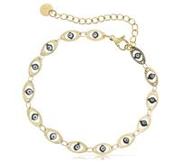 Made by Nami Pulsera Ojo Turco Mujer Dorada Acero Inoxidable Nazar Boncuk Ajustable Resistente Agua 17-21cm