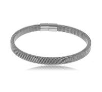 Made by Nami Pulsera para hombre de plata trenzada de acero inoxidable quirúrgico, tamaño ajustable, 6 cm, 5.8 mm, Acero inoxidable, No es una piedra preciosa
