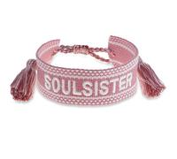 Made by Nami Pulsera Tejida Algodón Mujer Ajustable 16-21cm - Frases SOULSISTER LOVE MAMA BELIEVE
