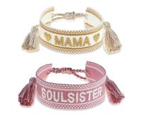 Made by Nami Pulsera tejida para mujer con texto en diferentes variantes, amuleto de la suerte, pulsera de la amistad, regalos para mujeres, regalos para mamá, Eine Grösse, Algodón, No es una piedra