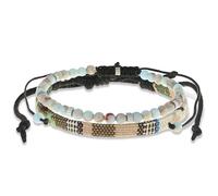 Made by Nami Set de pulsera de tela para hombre y mujer, pulsera de perlas en diferentes colores, pulseras de la amistad, pulsera surfista, joyería boho, Eine Grösse, Nailon, No es una piedra preciosa