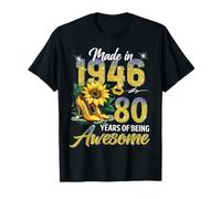Made in 1946 Vintage 80th Birthday Floral 80 Years Old Women Camiseta