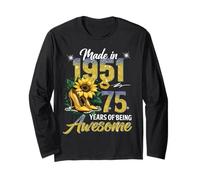 Made in 1951 Vintage 75th Birthday Floral 75 Years Old Women Manga Larga
