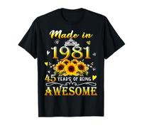 Made In 1981 Sunflower 45th B-Day 45 Years of Being Awesome Camiseta