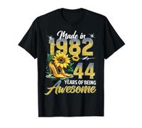 Made in 1982 Vintage 44th Birthday Floral 44 Years Old Women Camiseta